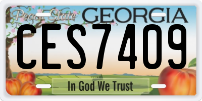 GA license plate CES7409