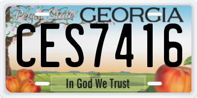 GA license plate CES7416