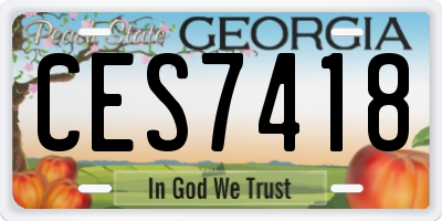 GA license plate CES7418