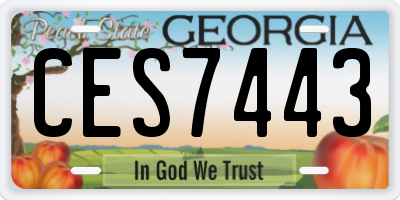 GA license plate CES7443