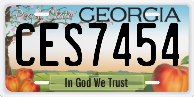 GA license plate CES7454