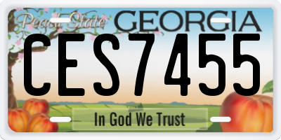 GA license plate CES7455