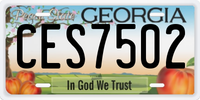 GA license plate CES7502