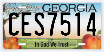 GA license plate CES7514
