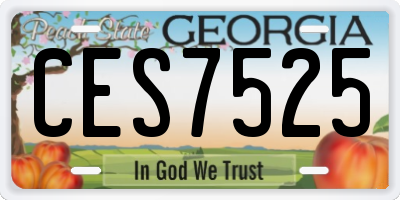 GA license plate CES7525