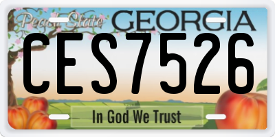 GA license plate CES7526