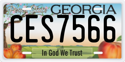 GA license plate CES7566