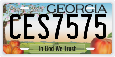 GA license plate CES7575