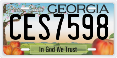 GA license plate CES7598