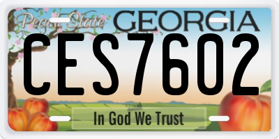 GA license plate CES7602
