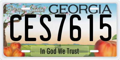 GA license plate CES7615