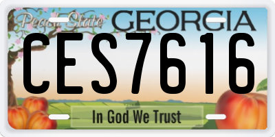 GA license plate CES7616