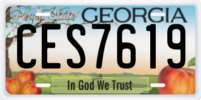GA license plate CES7619