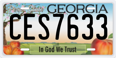 GA license plate CES7633