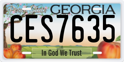 GA license plate CES7635