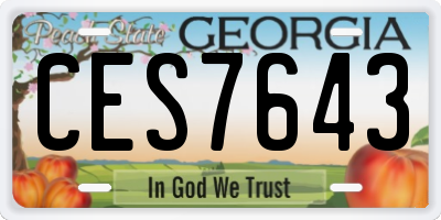 GA license plate CES7643