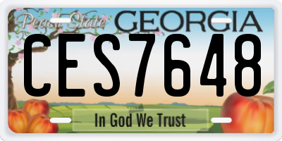 GA license plate CES7648