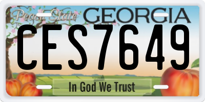 GA license plate CES7649