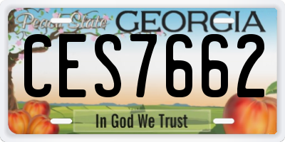 GA license plate CES7662