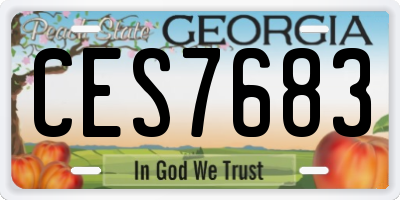 GA license plate CES7683