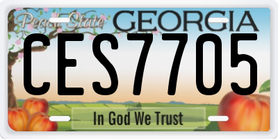 GA license plate CES7705