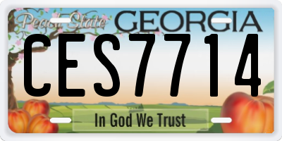 GA license plate CES7714