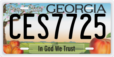 GA license plate CES7725