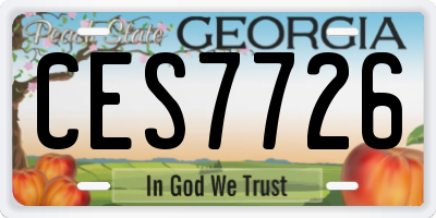GA license plate CES7726