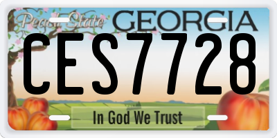 GA license plate CES7728