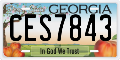 GA license plate CES7843