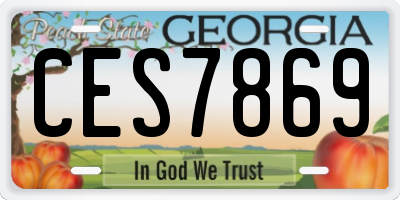 GA license plate CES7869