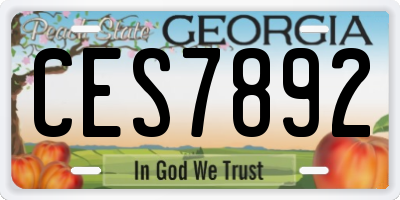 GA license plate CES7892