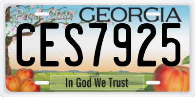 GA license plate CES7925