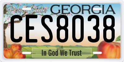 GA license plate CES8038