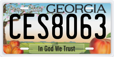 GA license plate CES8063