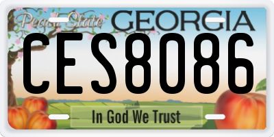 GA license plate CES8086