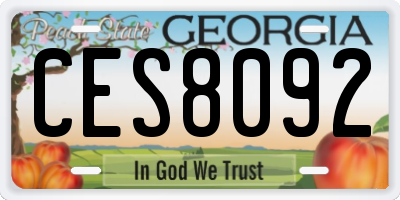 GA license plate CES8092