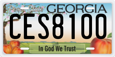 GA license plate CES8100