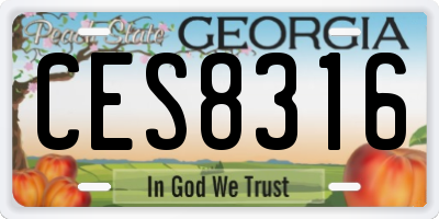 GA license plate CES8316