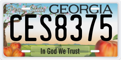 GA license plate CES8375