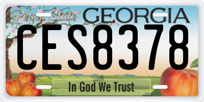 GA license plate CES8378