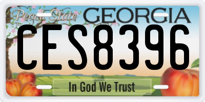 GA license plate CES8396