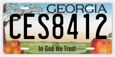 GA license plate CES8412