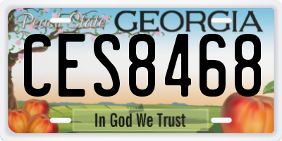 GA license plate CES8468