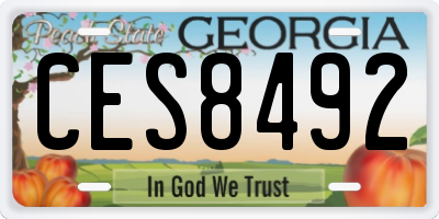 GA license plate CES8492
