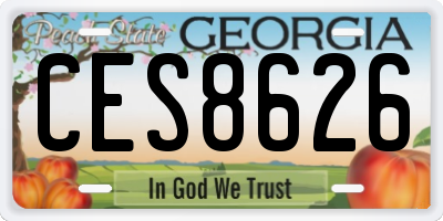 GA license plate CES8626