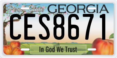 GA license plate CES8671