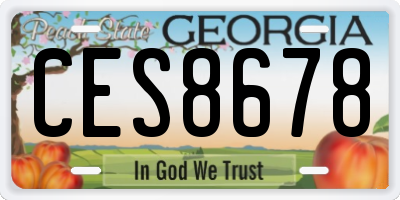 GA license plate CES8678