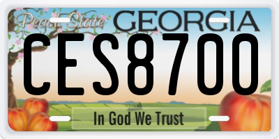 GA license plate CES8700