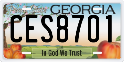 GA license plate CES8701